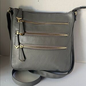 Chic Apt. 9 Gray KOHL'S Pebbled Faux Leather Crossbody Bag - Gold Hardware -